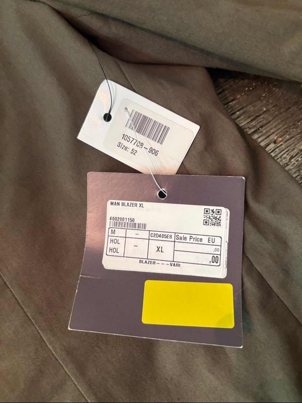 Men's Olive Green Blazer - Size 52Euro Tag marked XL fits like large